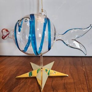 Vintage Vietri Italian Mouth Blown, Hand Painted Fish Ornament